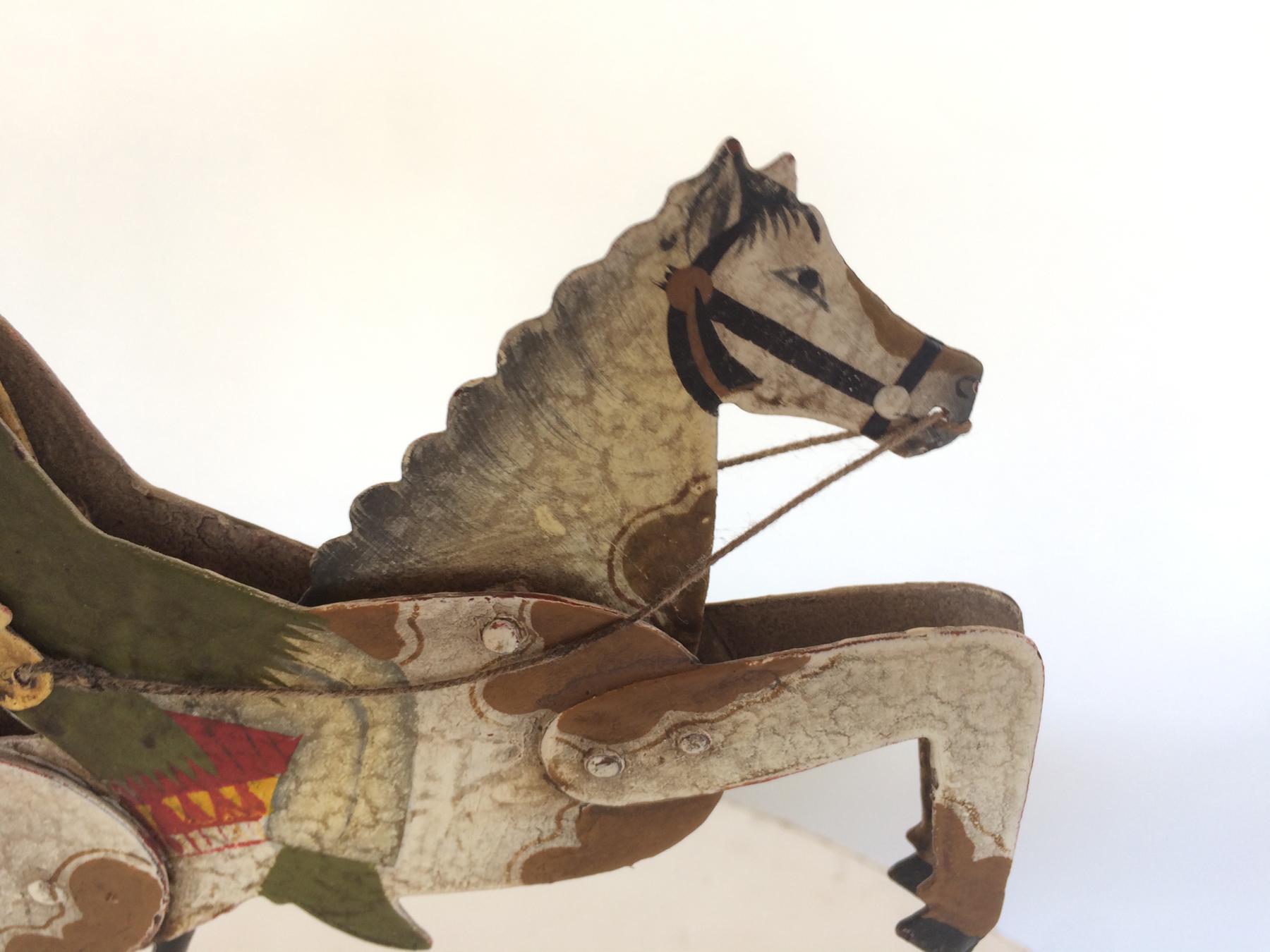 20th Century Kinetic Sculpture Native American Indian Chief Riding Horse