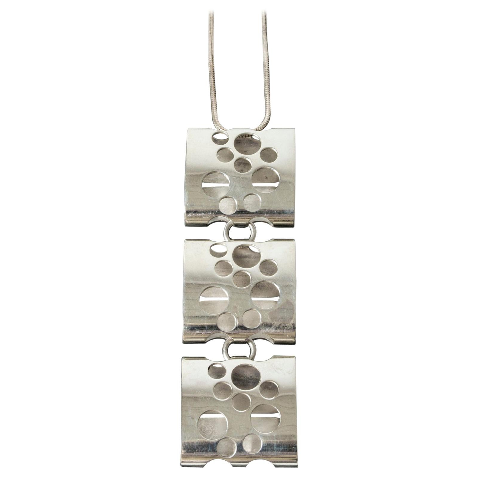Kinetic Silver Necklace by Elis Kauppi for Kupittan Kulta, Finland, 1960s