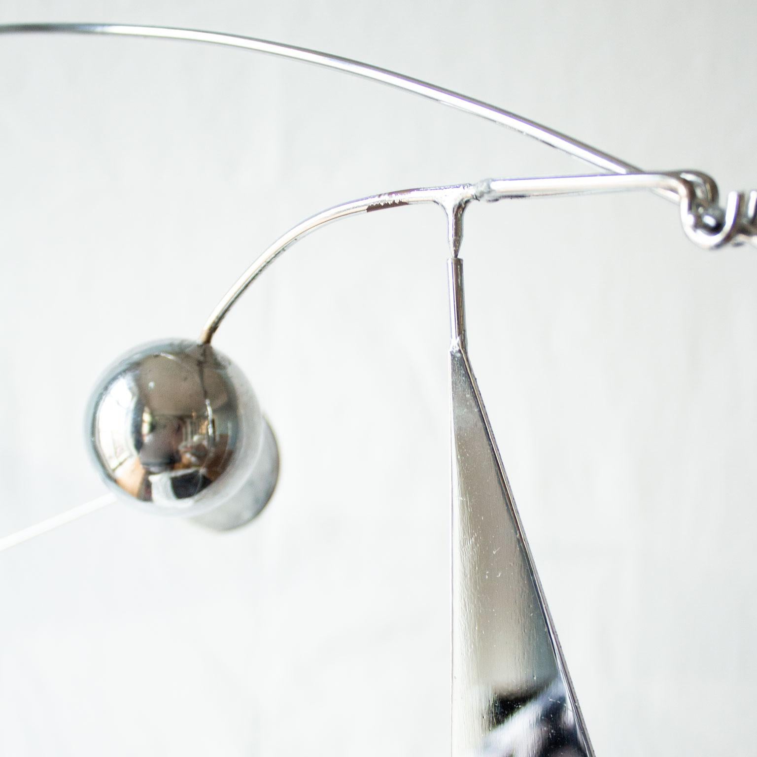 Chrome Kinetic Stabile Mobile Sculpture Signed by Francois Collette from 1976