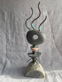 Kinetic Stone and Mixed-Metal Sculpture by Peter Davidson, Leelanau County, MI