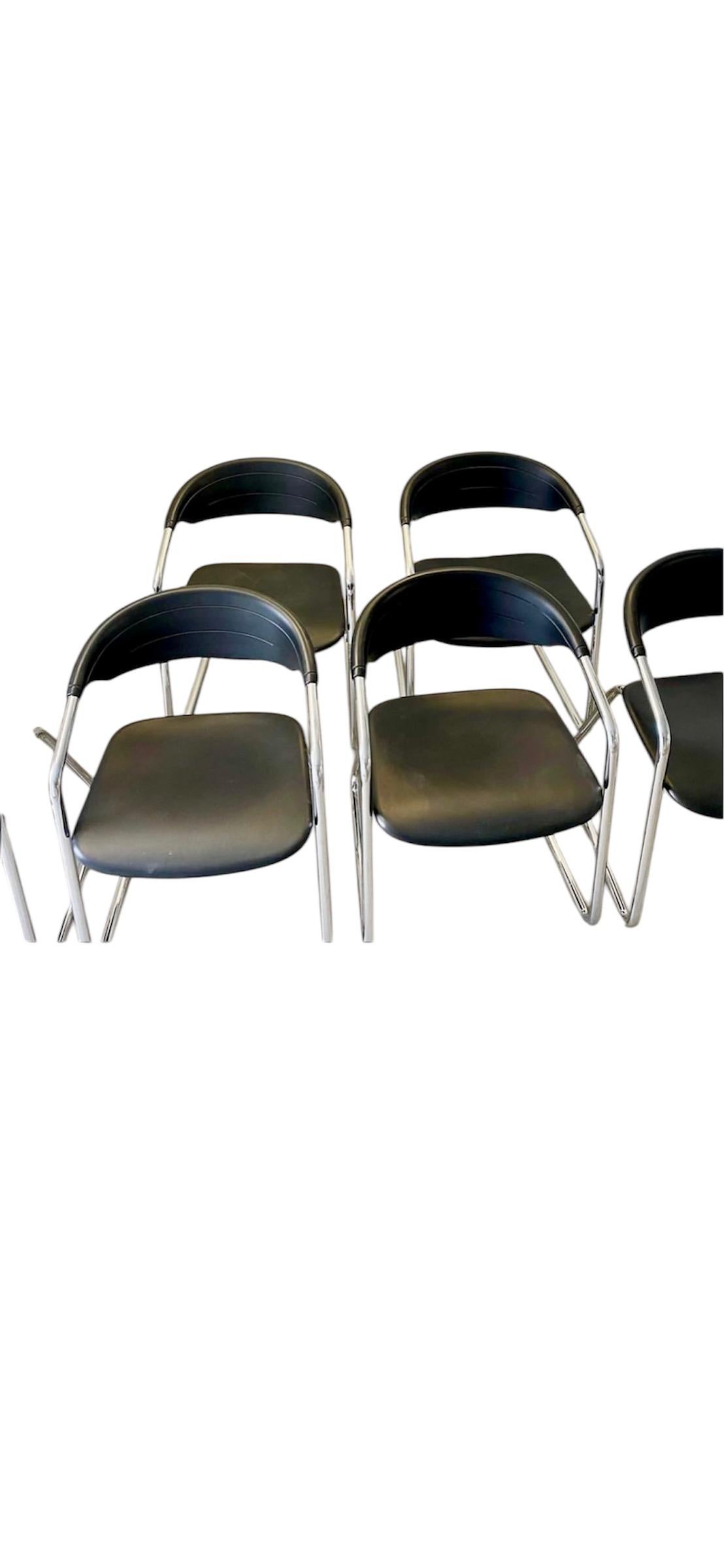 VINTAGE KINETICS PAOLO FAVARETTO TUBULAR CHROME CANTILEVER ARM CHAIRS! 
Very durable, heavy, solid and very comfortable!
These clean easy and super strong!
Chrome all in good condition but can easily be coated and used outdoors.