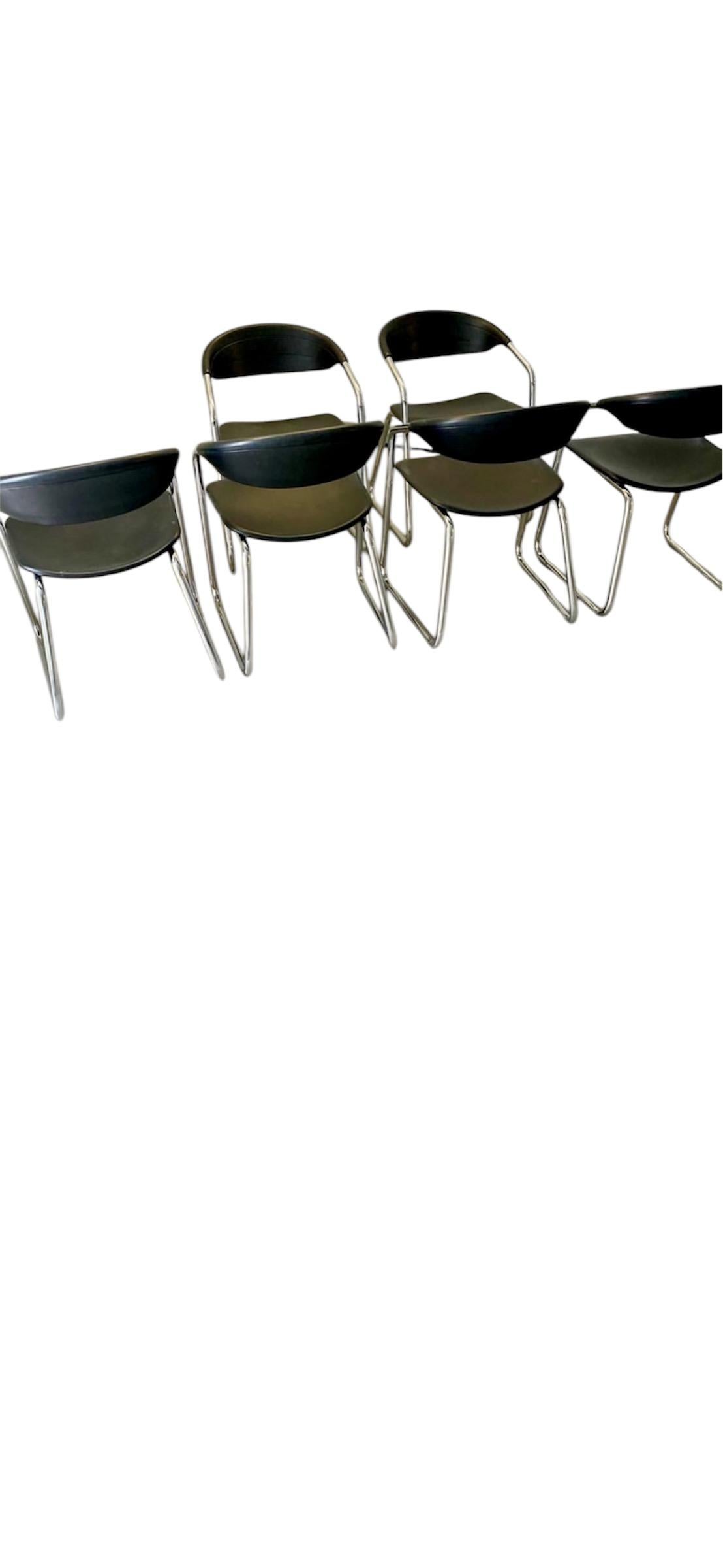 Italian Kinetics Paolo Favaretto Giancarle Bisaglia Tubular Chrome Cantilever Arm Chairs For Sale