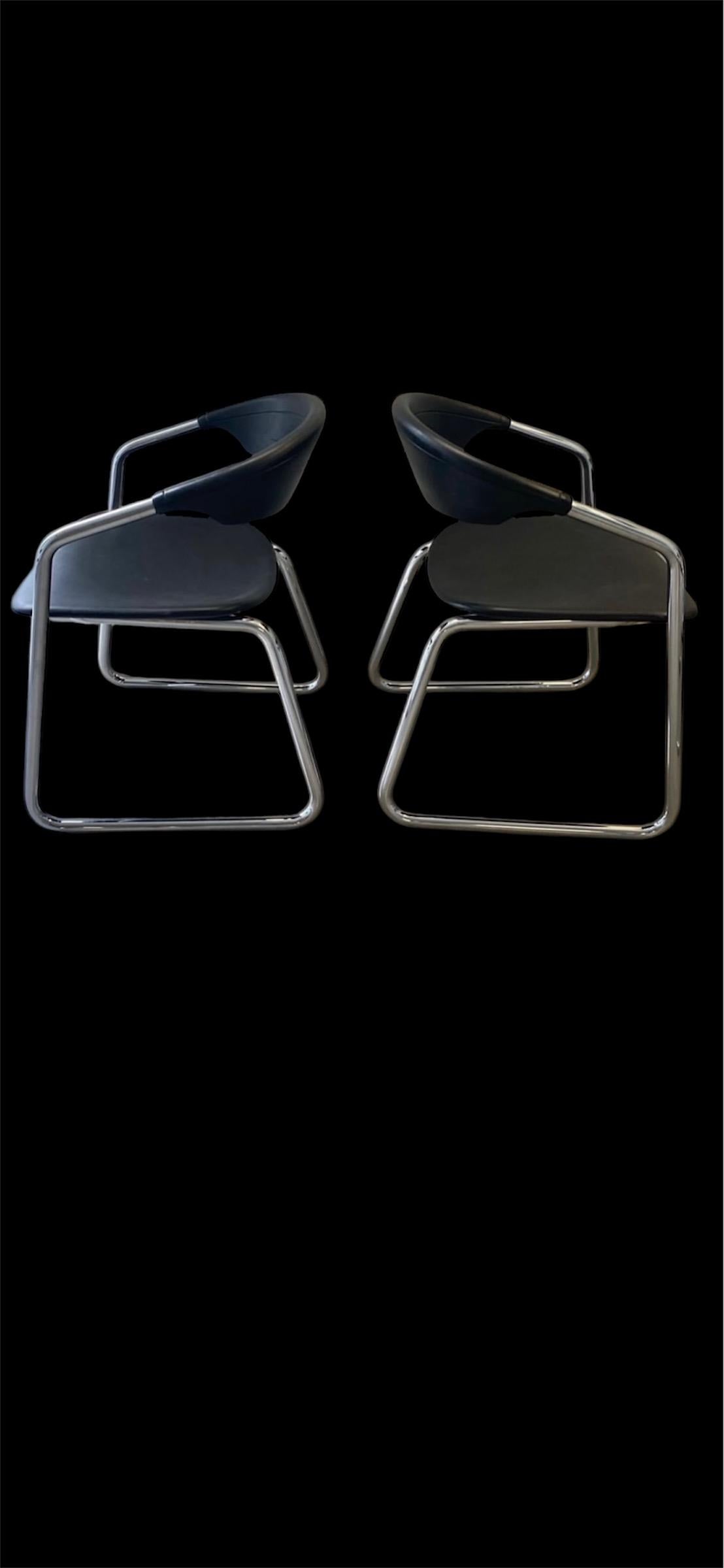 Polished Kinetics Paolo Favaretto Giancarle Bisaglia Tubular Chrome Cantilever Arm Chairs For Sale