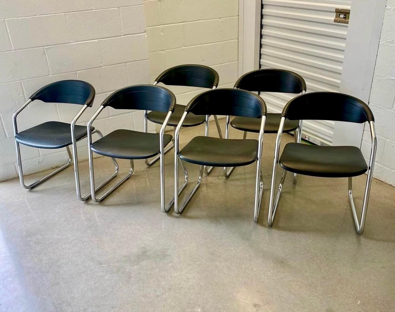 Kinetics Paolo Favaretto Giancarle Bisaglia Tubular Chrome Cantilever Arm Chairs For Sale 1
