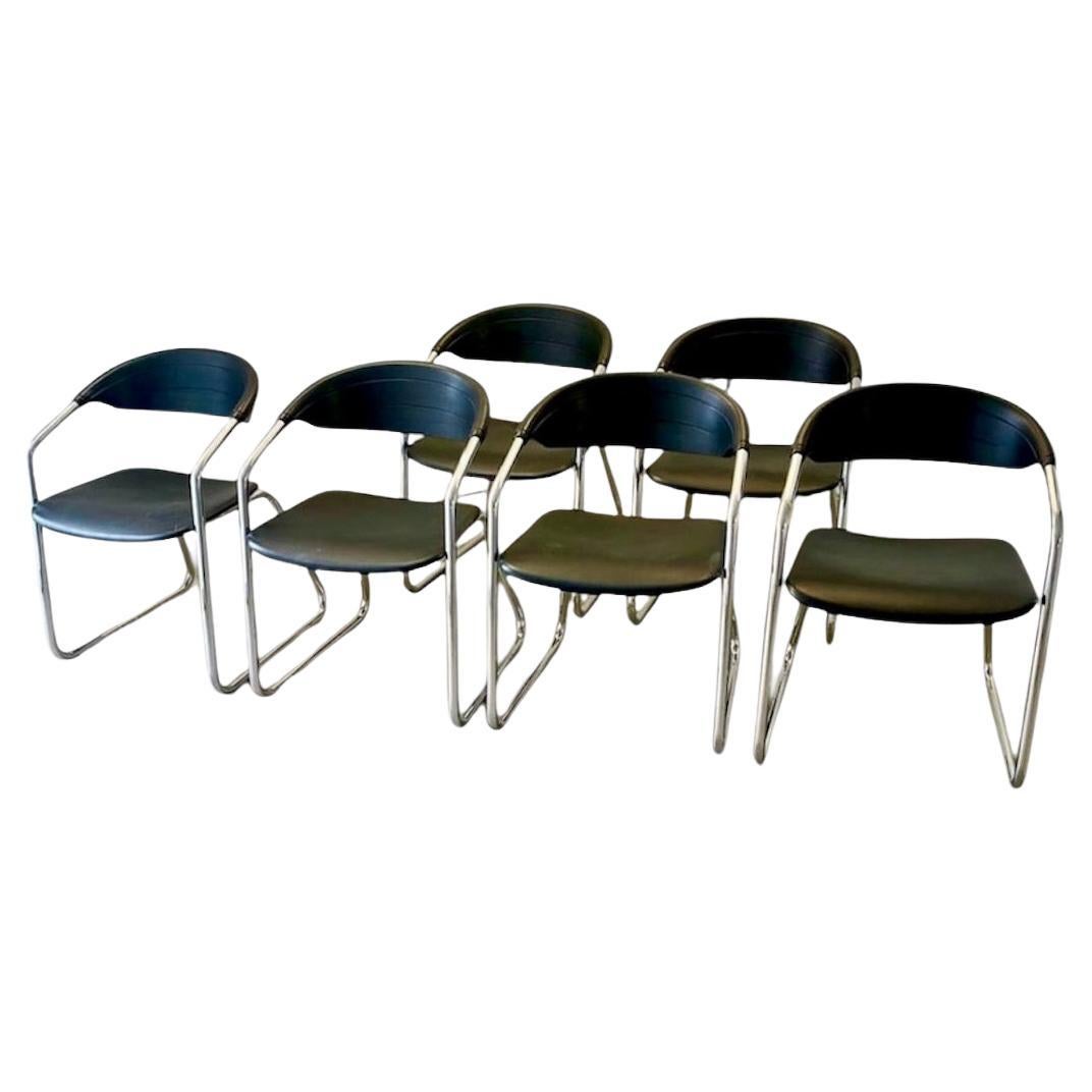 Kinetics Paolo Favaretto Giancarle Bisaglia Tubular Chrome Cantilever Arm Chairs For Sale