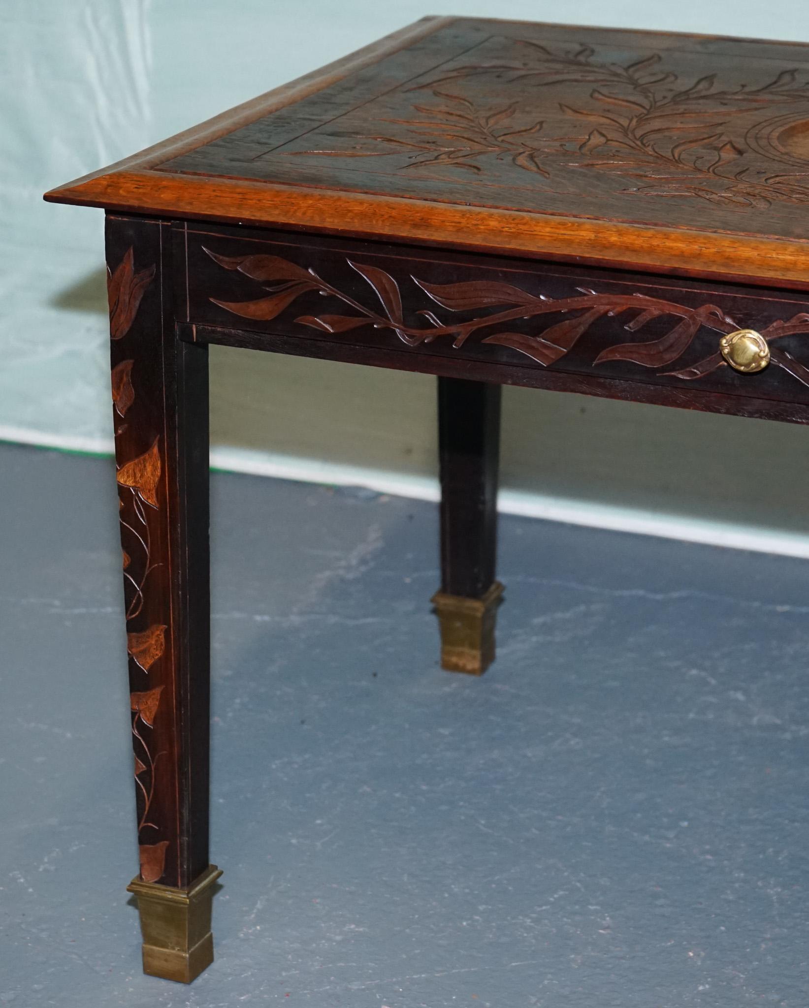 20th Century KING ALBERT I OF BELGIUM OCCASIONAL SIDE END COFFEE TABLE CARVED OAK CiRCA 1900 For Sale