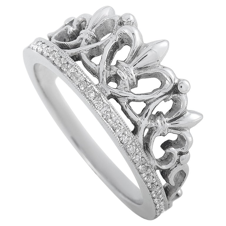 King Baby 14K White Gold and Gemstone Tiara Ring For Sale at 1stDibs