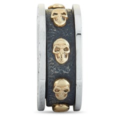 Bague tête de mort King Baby en or jaune 18 carats et argent sterling