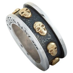 Anillo con calavera King Baby de oro amarillo de 18 quilates y plata de ley