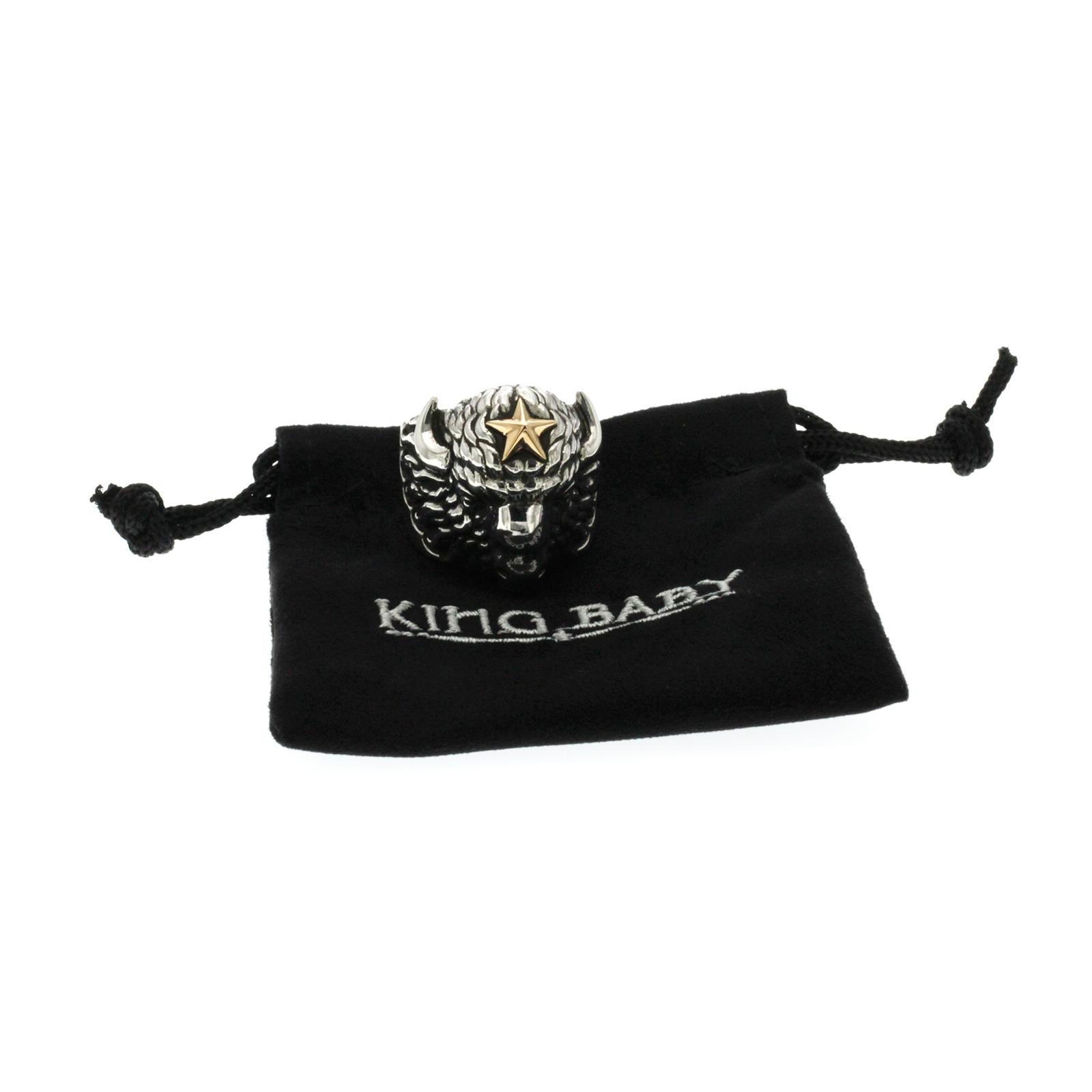 King Baby 925 Argento Sterling Silver Anello con Stella di Bufalo in Oro in vendita 1