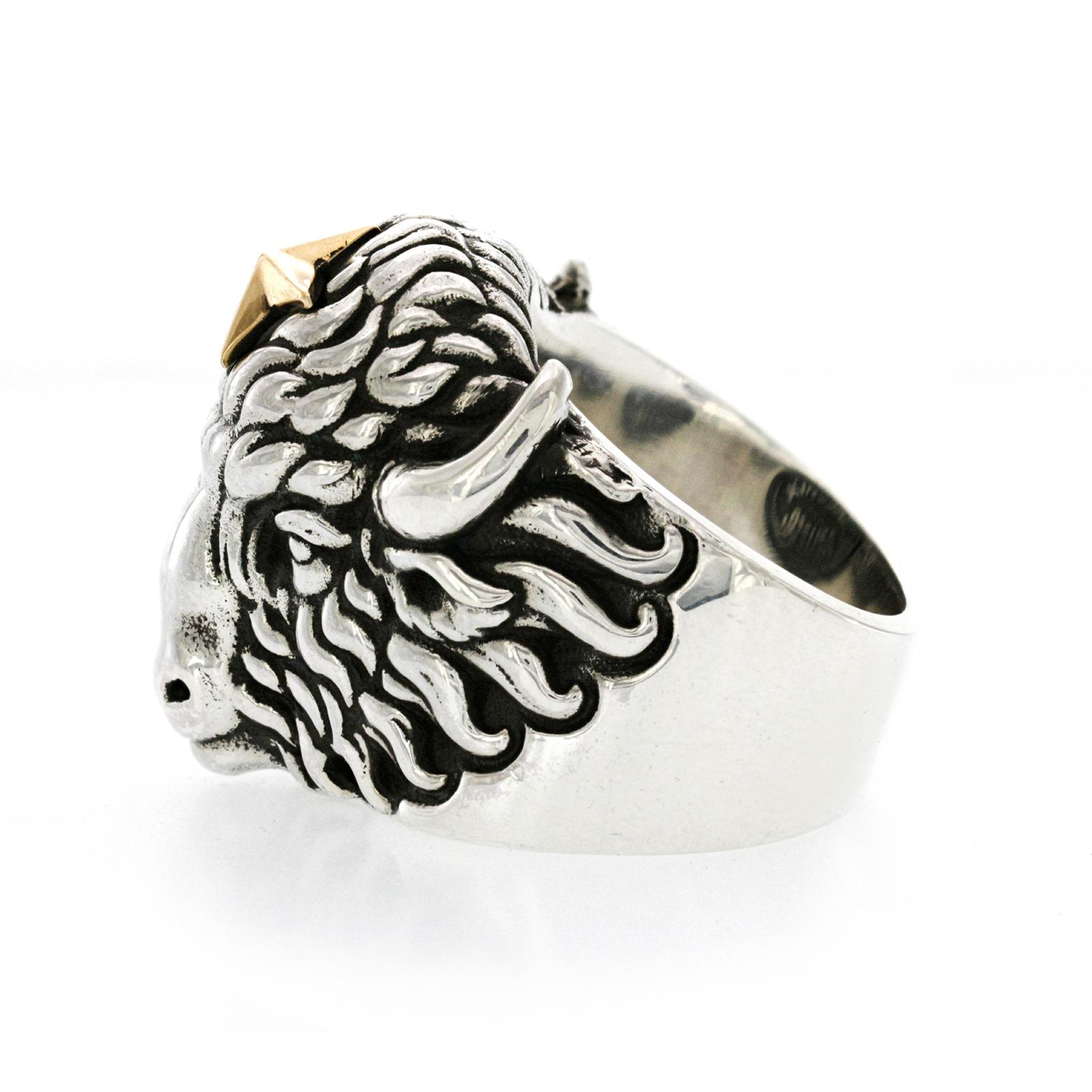 Women's or Men's King Baby 925 Sterling Silver Gold Star Buffalo Ring For Sale