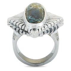 King Baby Concho Silver and Spotted Turquoise Ring