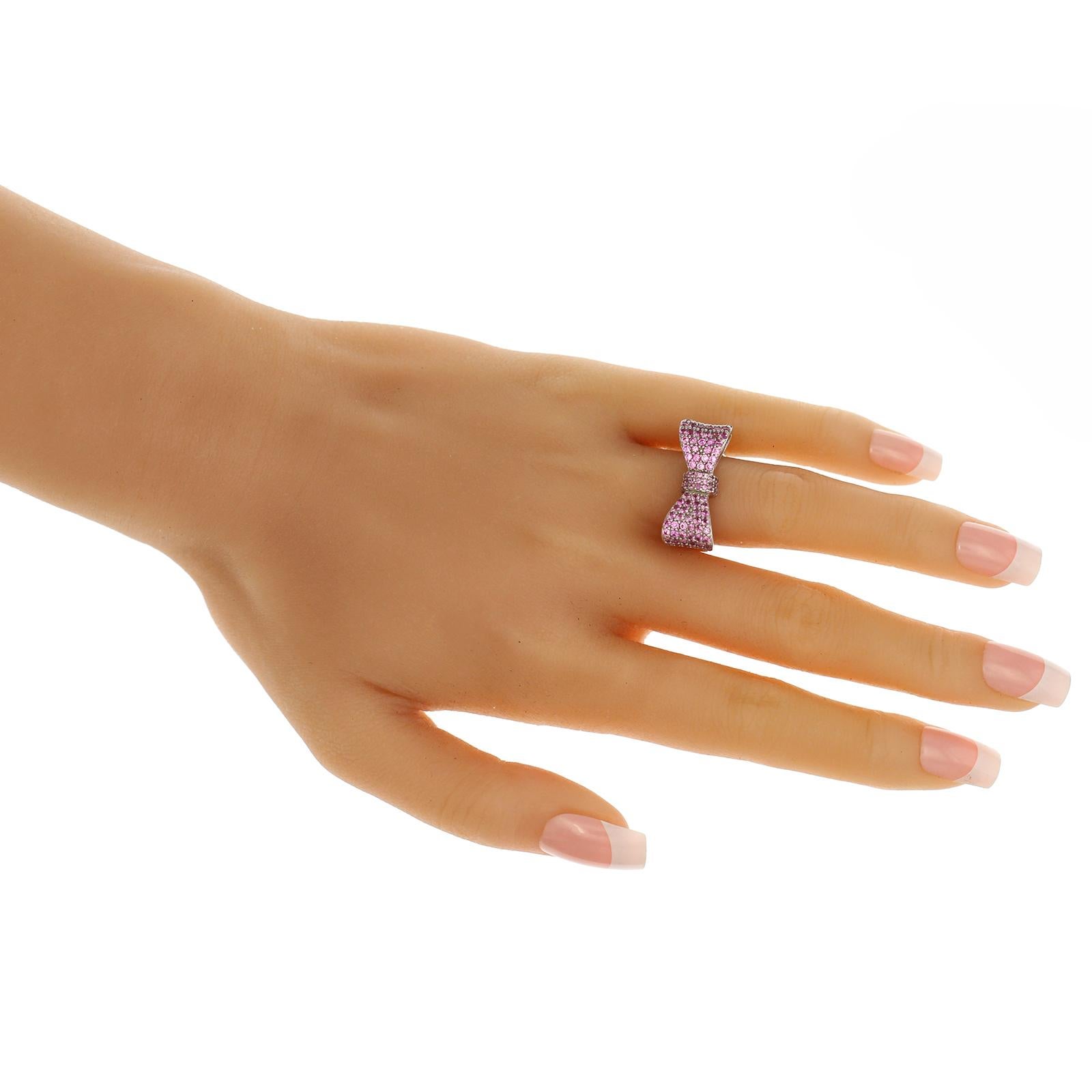 King Baby Queen Baby 925 Sterling Silver Pink CZ Bow Ring at 1stDibs