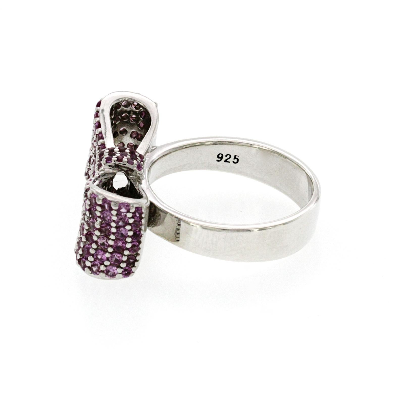 King Baby Queen Baby 925 Sterling Silver Pink CZ Bow Ring at 1stDibs