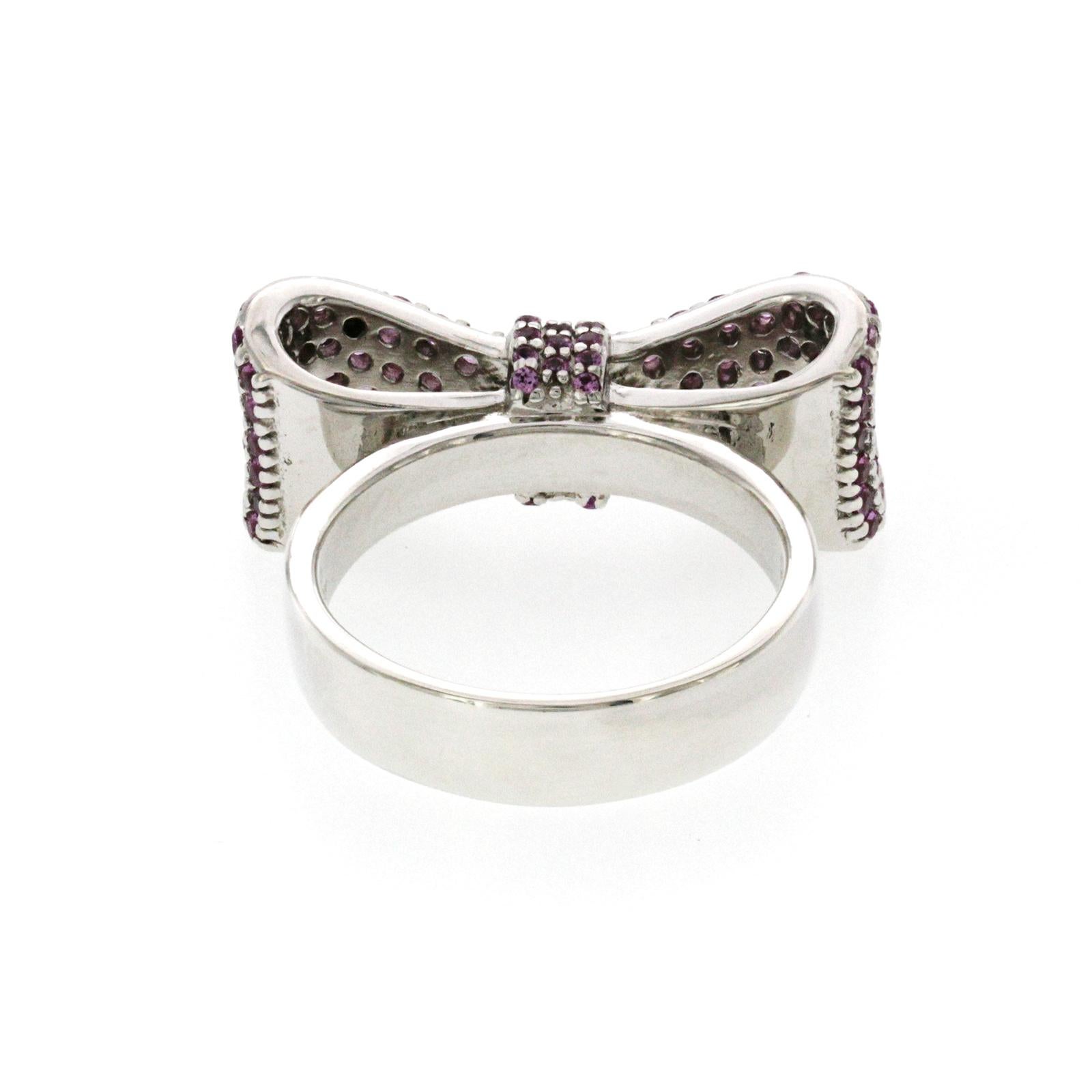 King Baby Queen Baby 925 Sterling Silver Pink CZ Bow Ring at 1stDibs