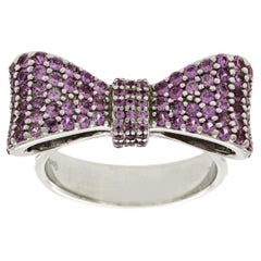 King Baby Queen Baby 925 Sterling Silber Rosa CZ Schleife Ring