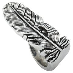 King Baby Raven Feather Silver Ring