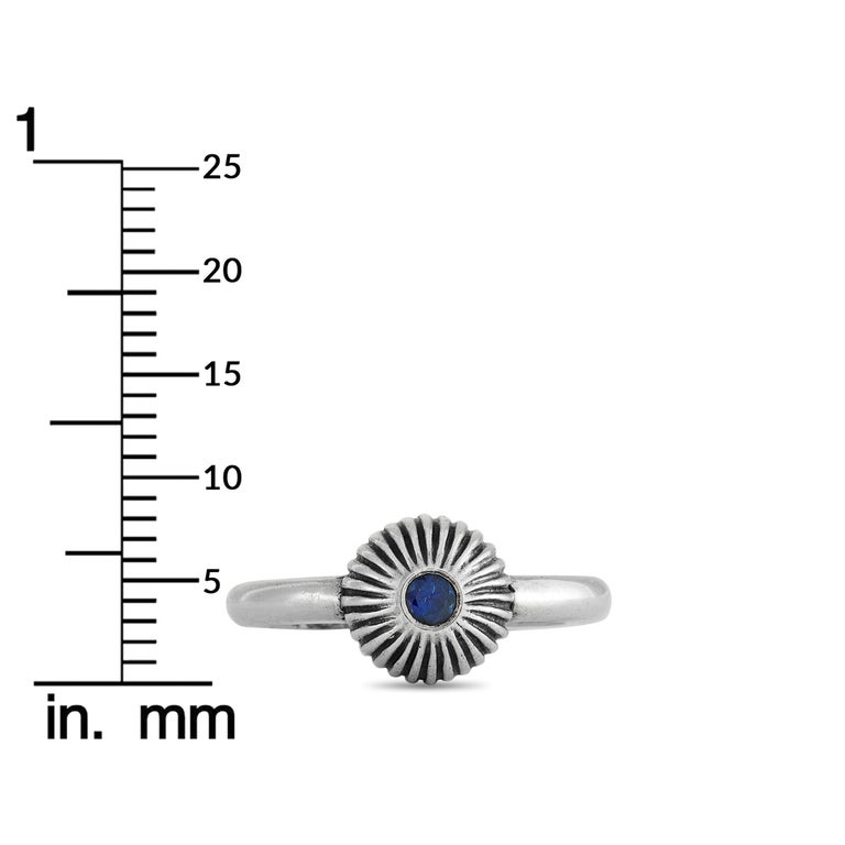 King Baby Silver and Blue Sapphire Ribbed Sphere Ring For Sale at 1stDibs