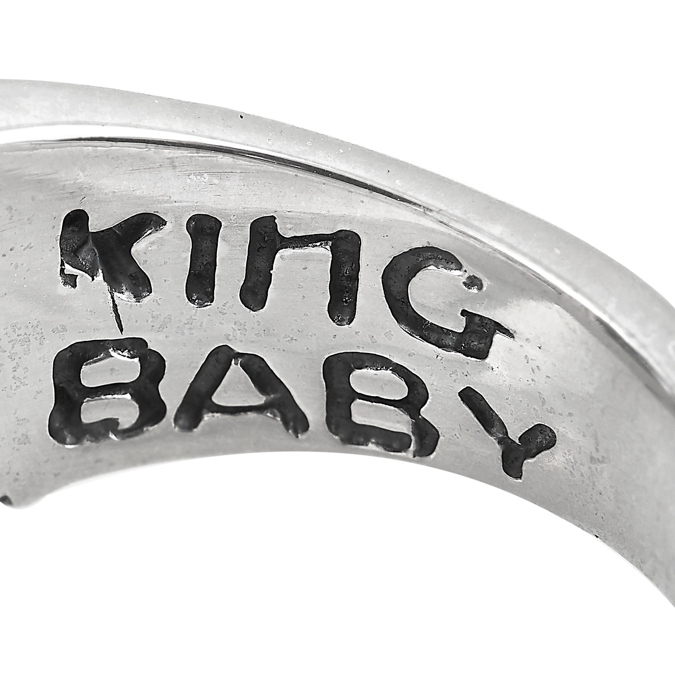 King Baby-Ring aus Silber und blauem Topas mit Blumenmuster im Angebot 1