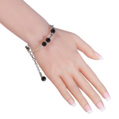 King Baby Silver and Onyx Wire and Extension Chain Anklet