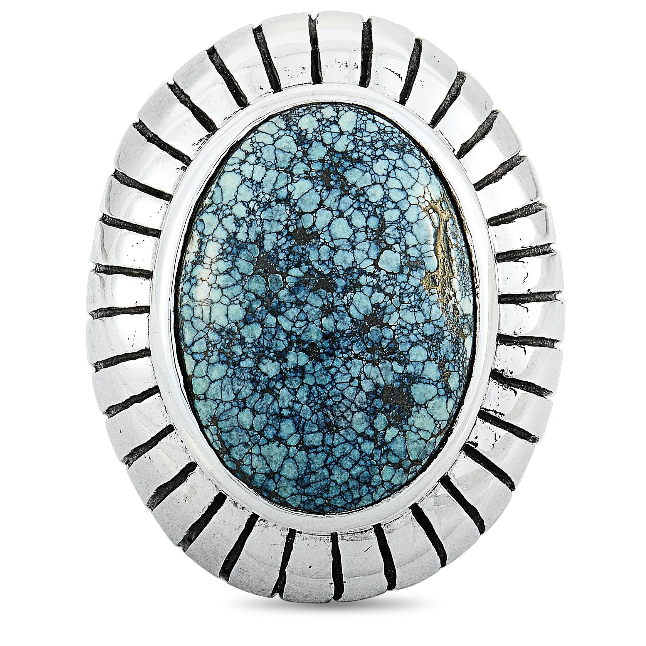 King Baby Silver and Spotted Turquoise Ring In New Condition For Sale In Southampton, PA
