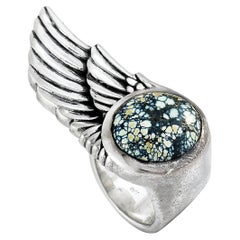 King Baby Silver and Turquoise Wing Ring