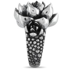 King Baby Silver Blue Star Succulent Cluster Ring