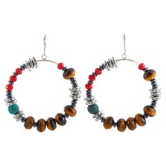 King Baby Silver Ceramic, Hematite and Czech Glass Bead Earrings