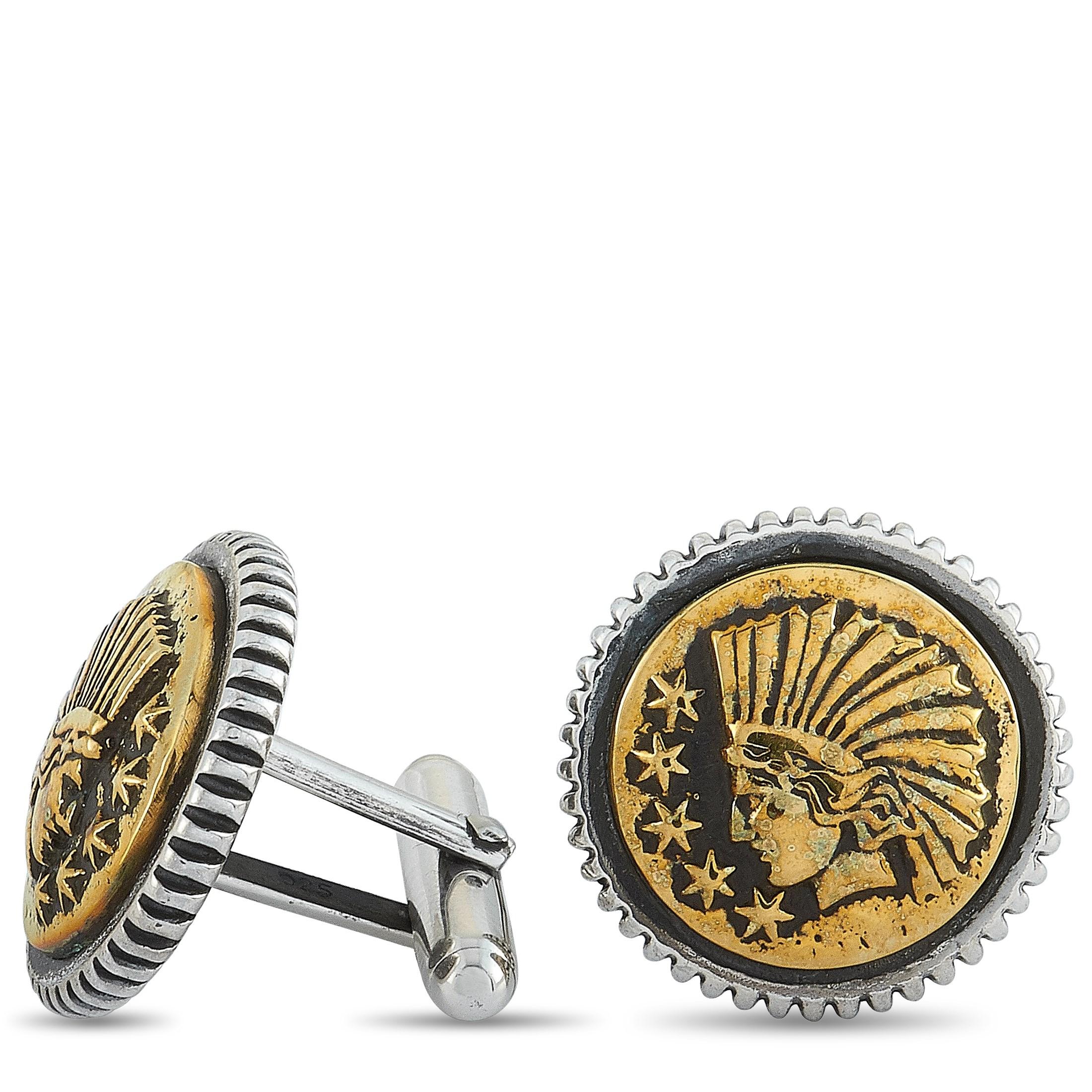 King Baby-Silber Liberty-Kopfschmuck-Manschettenknöpfe Herren