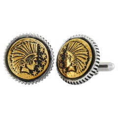 King Baby Silver Liberty Headdress Concho Cufflinks