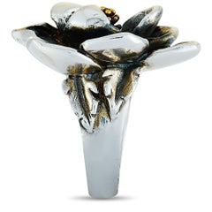 King Baby Silver Magnolia Flower Ring