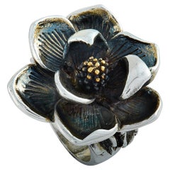 King Baby Silver Magnolia Flower Ring