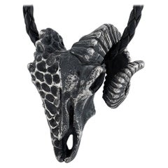 King Baby Silver Ram Skull Pendant Necklace