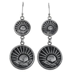 King Baby Silver Sun Concho Lever-Back Earrings, New, 14.1g