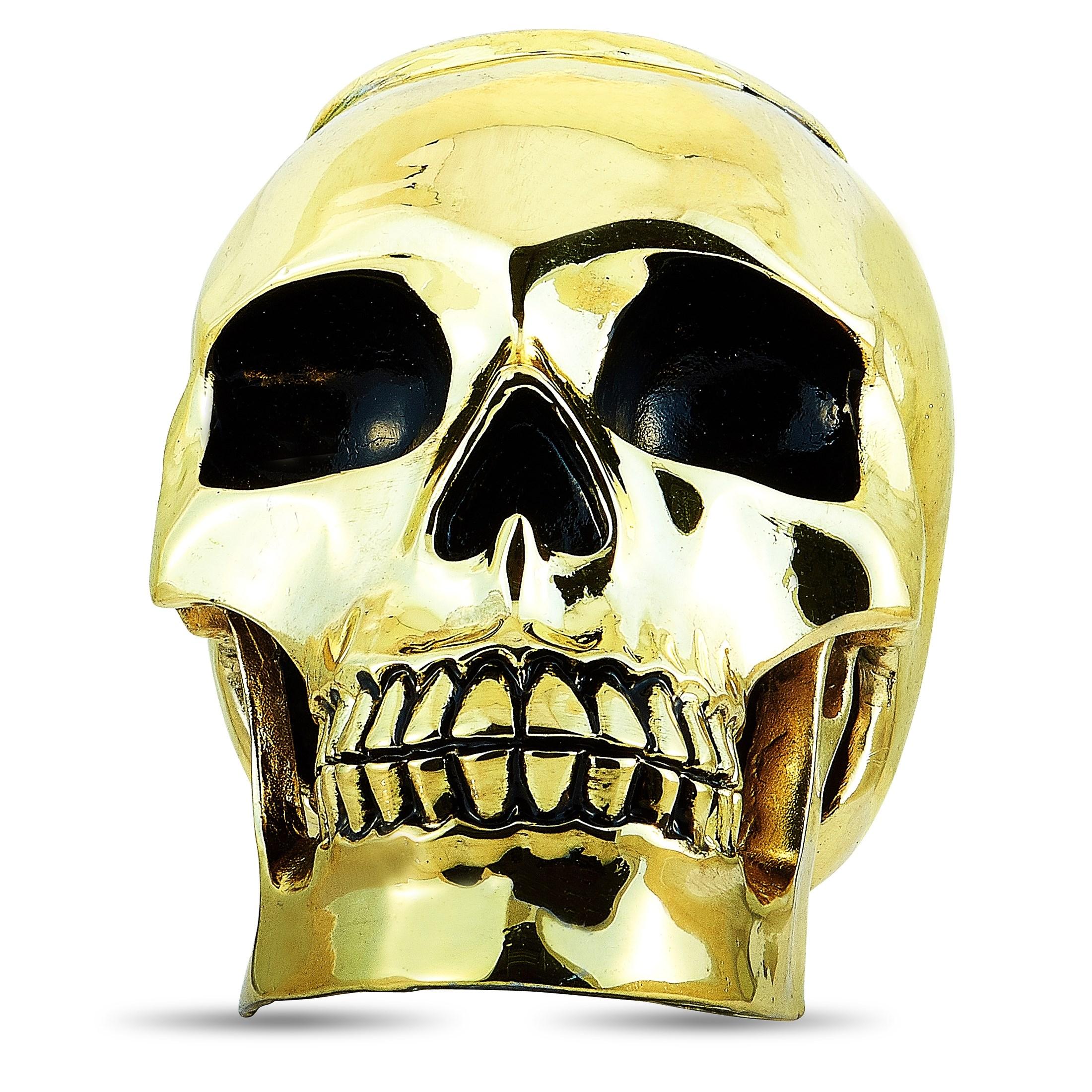 The King Baby “Skull” candle holder is made of brass alloy and weighs 489.5 grams, measuring 4” in length and 2.50” in width.

The candle holder is offered in brand-new condition and includes the manufacturer’s box.