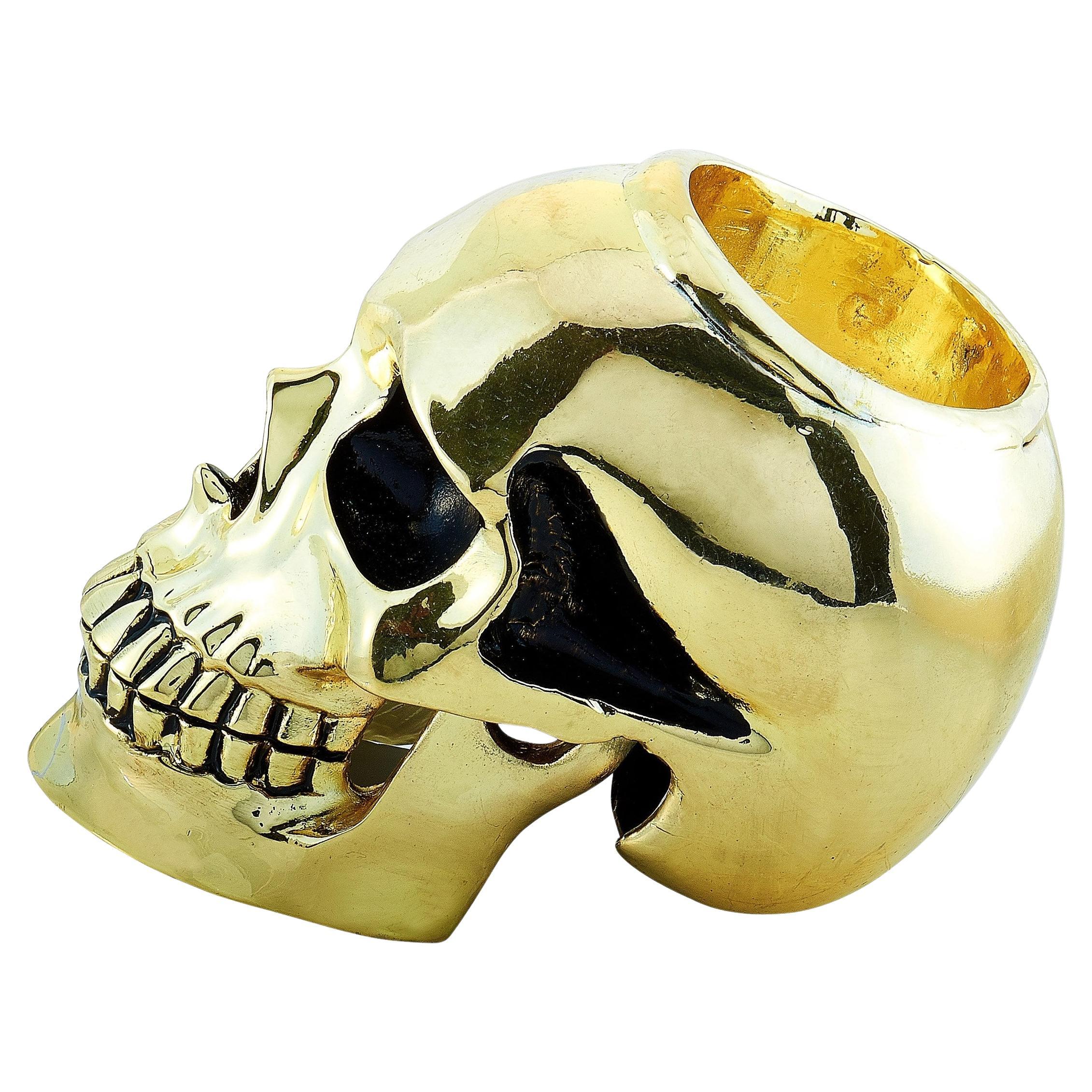 King Baby Skull Brass Alloy Candle Holder For Sale