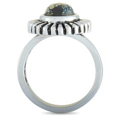 King Baby Small Starburst Concho Silver and Spotted Turquoise Ring