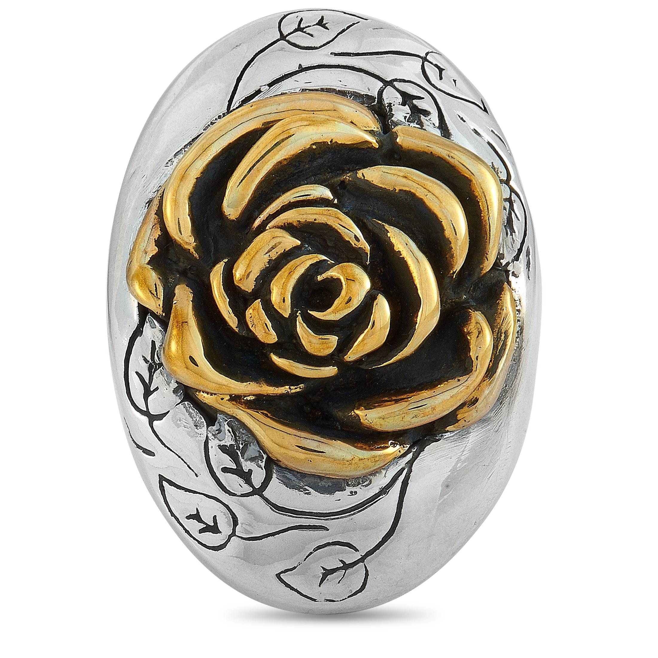 King Baby Sterling Silver and Alloy Rose Ring In New Condition For Sale In Southampton, PA