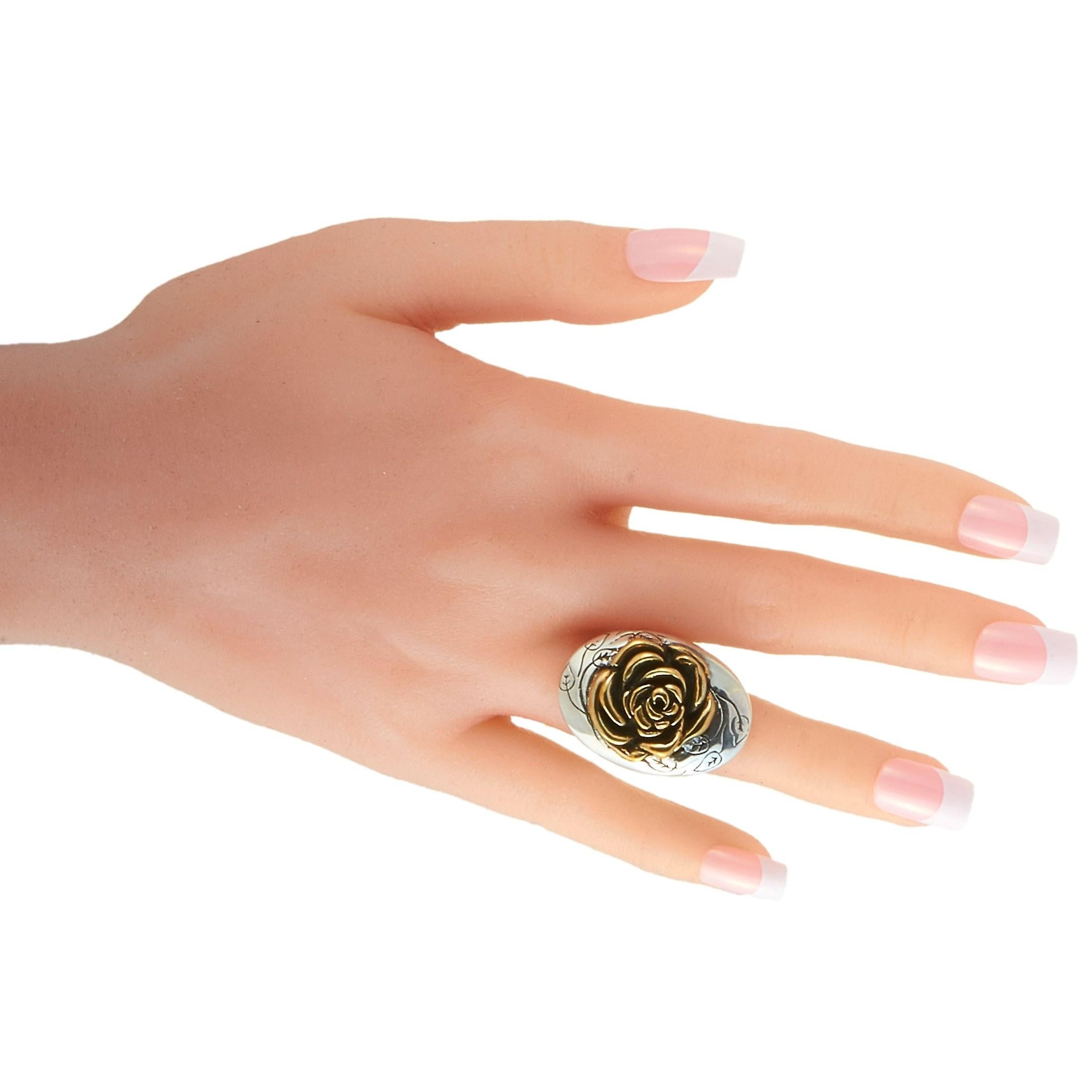 King Baby Sterling Silver and Alloy Rose Ring For Sale 1