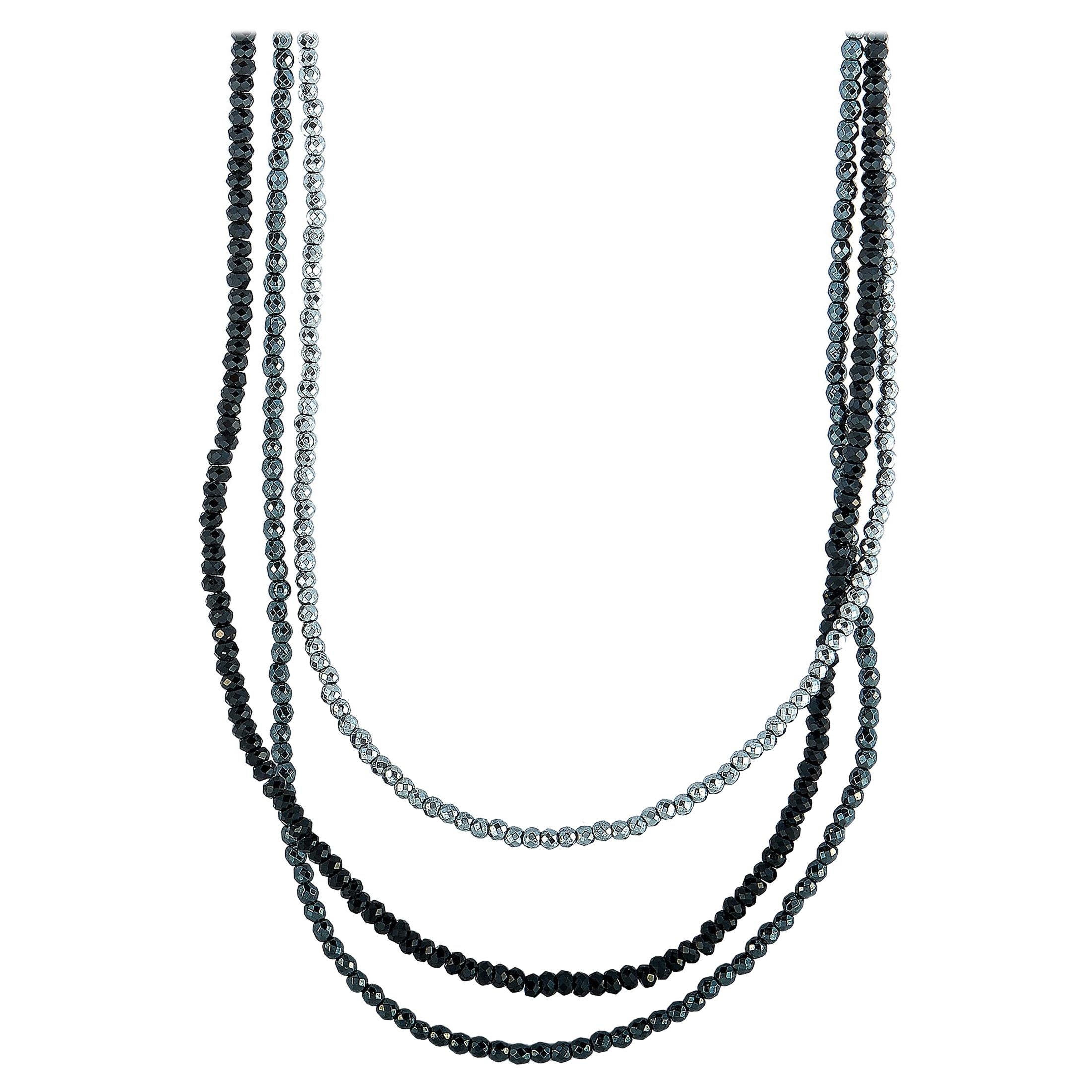 King Baby Sterling Silver and Spinel Multistrand Necklace