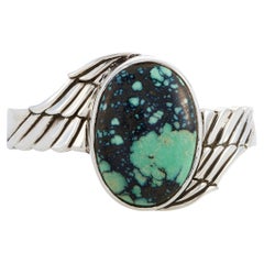 King Baby Sterling Silver and Spotted Turquoise Wing Cuff Bracelet