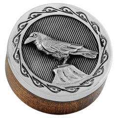 Used King Baby Sterling Silver Bamboo Wood Raven Stash Box