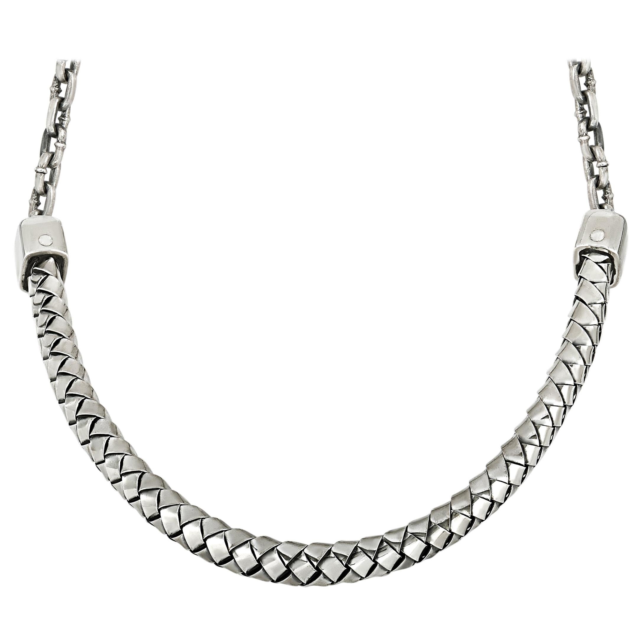 King Baby Sterling Silver Braided Choker Necklace