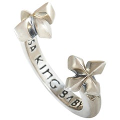 King Baby Sterling Silver Cross Open Ring