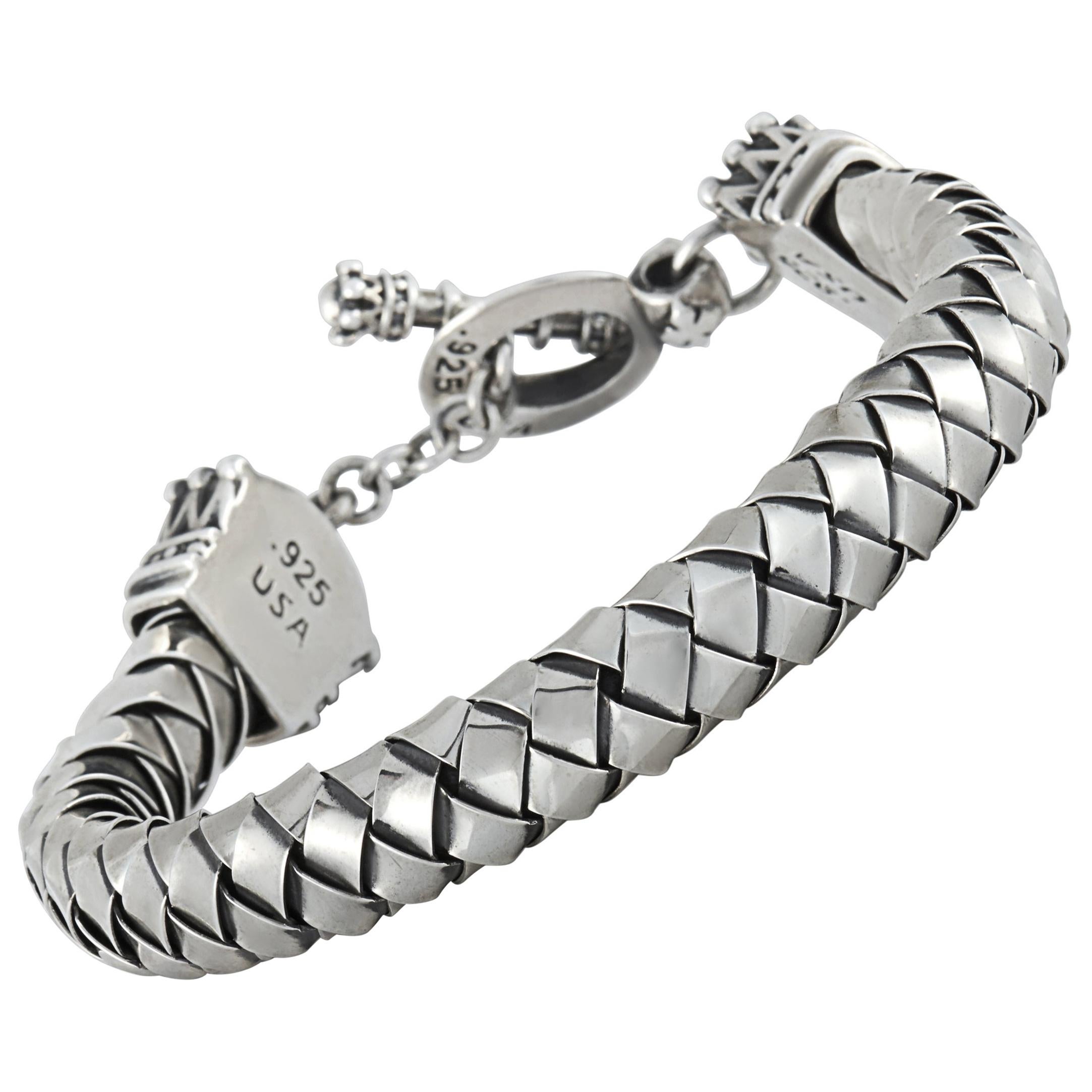 King Baby Sterling Silver Crown Toggle Clasp Bracelet