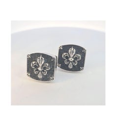 King Baby Sterling Silver Fleur de Lis Cufflinks