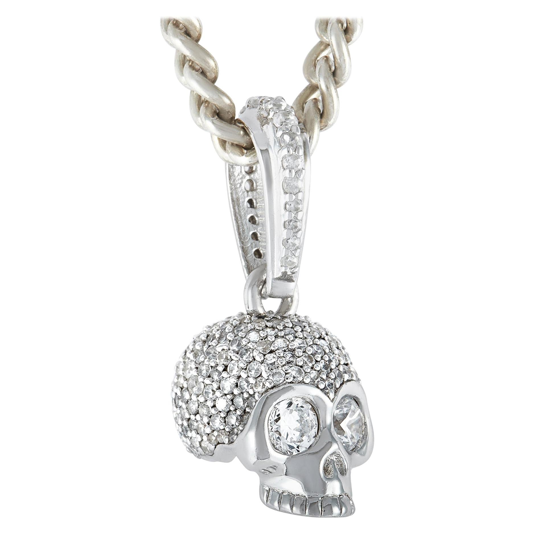 King Baby Sterling Silver Hamlet Skull Pendant Necklace
