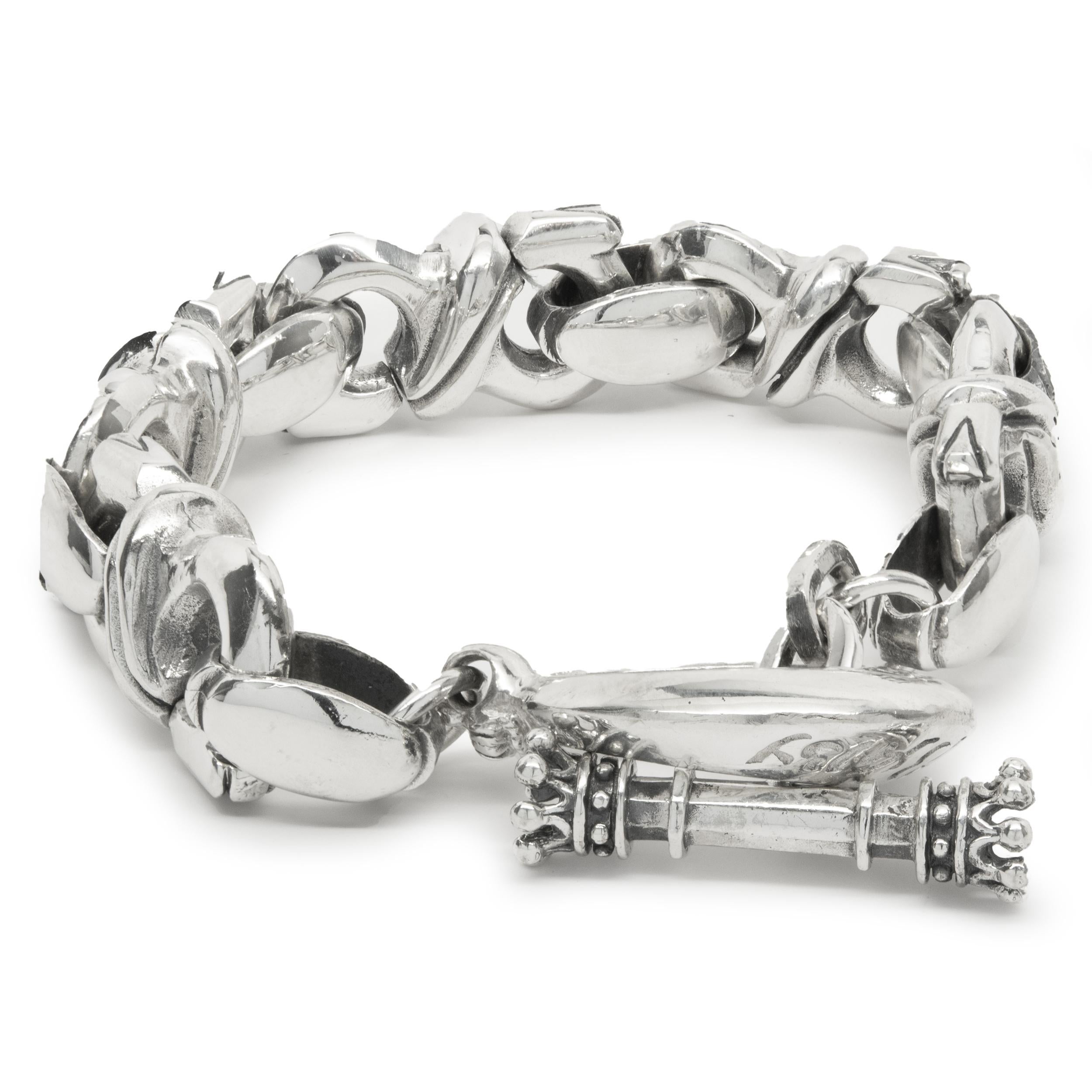 Designer:King Baby  
Material: sterling silver
Weight: 154.46 grams
Dimensions: bracelet measures 9-inches long
