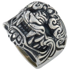 Bague de masque d'Oni en argent sterling King Baby