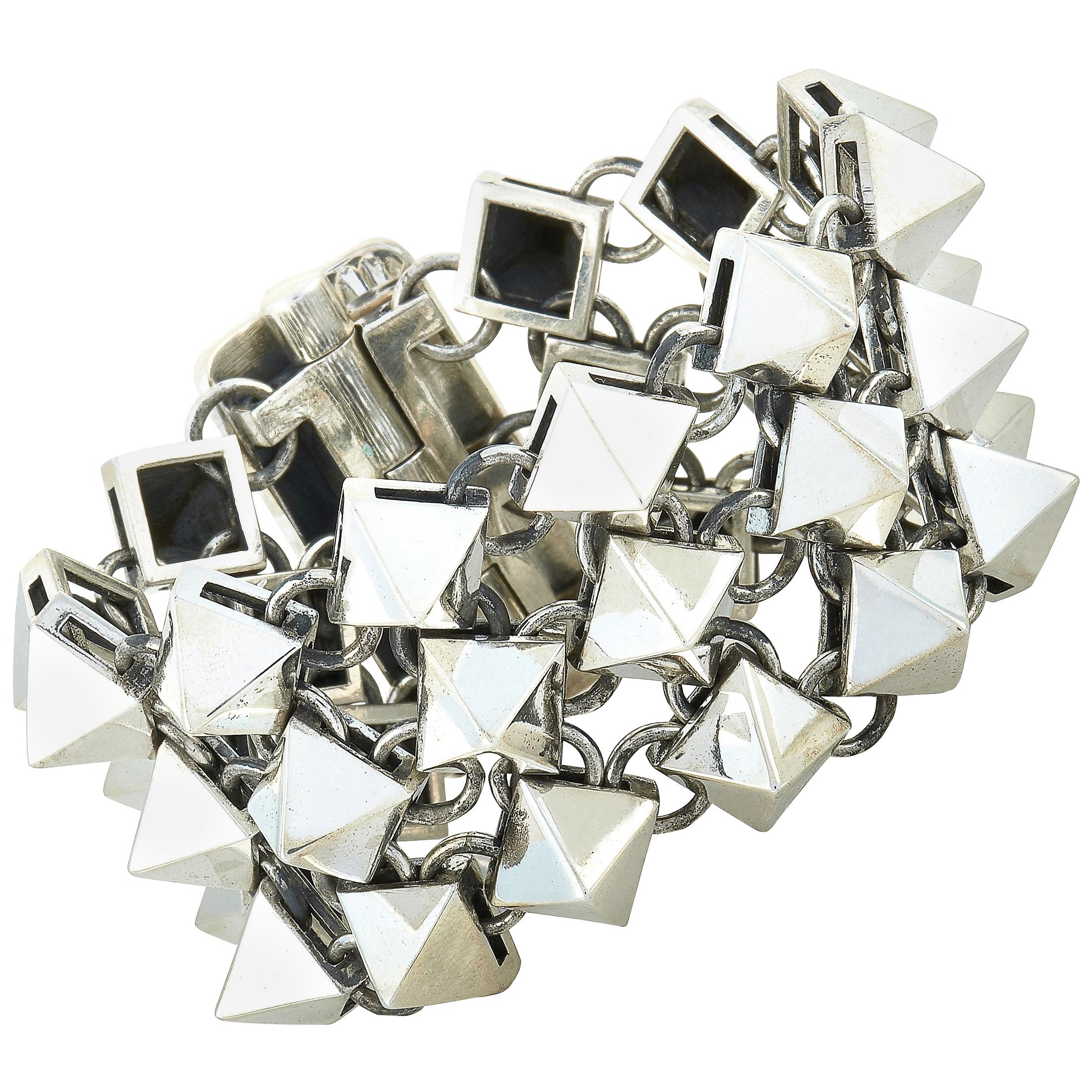 King Baby Sterling Silver Pyramid Chainmail Bracelet